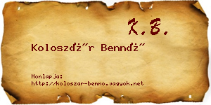 Koloszár Bennó névjegykártya
